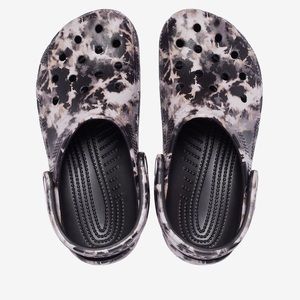 Crocs Bleach Dye Black and Pink Clogs EUC